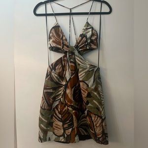 Zara Cutout Mini Dress Tree Jungle Print